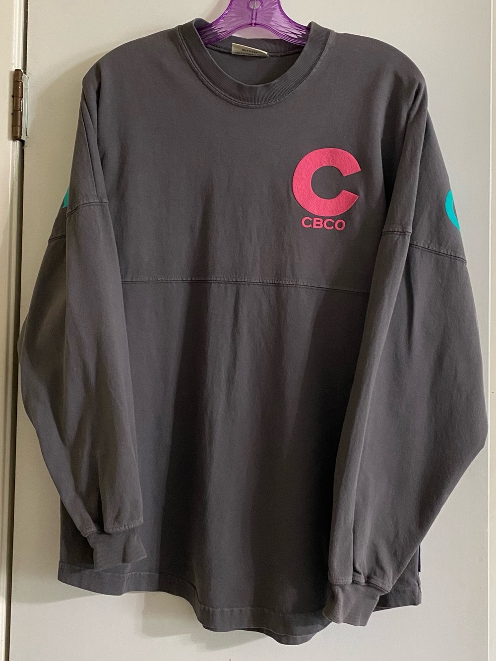 CBCO Spirit Charcoal Crewneck with Pink and Teal Accents